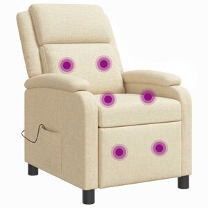 vidaXL Fauteuil de massage inclinable Cr&egrave;me Tissu