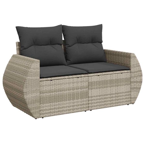 vidaXL Salon de jardin avec coussins 10 pcs gris clair r&eacute;sine tress&eacute;e