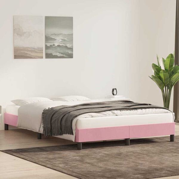 vidaXL Cadre de lit sans matelas rose 160x210 cm velours