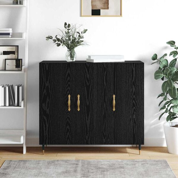 vidaXL Buffet Ch&ecirc;ne noir 90 x 34 x 80 cm Bois d'ing&eacute;nierie