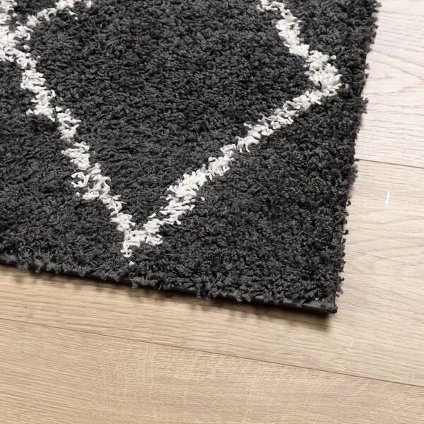 vidaXL Tapis shaggy à poils longs moderne noir et crème 80x150 cm