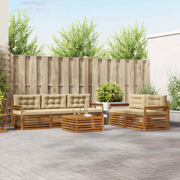 vidaXL Ensemble de canap&eacute;s d'ext&eacute;rieur 6 pcs Naturel et Beige