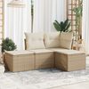 vidaXL Salon de jardin avec coussins 4 pcs beige r&eacute;sine tress&eacute;e