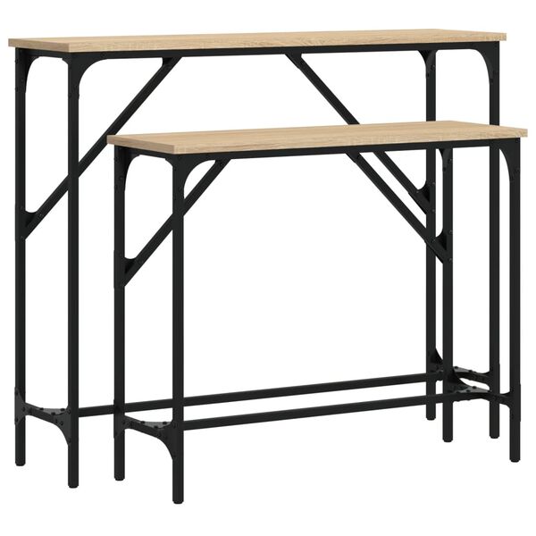 vidaXL Tables console 2 pcs ch&ecirc;ne sonoma bois d'ing&eacute;nierie