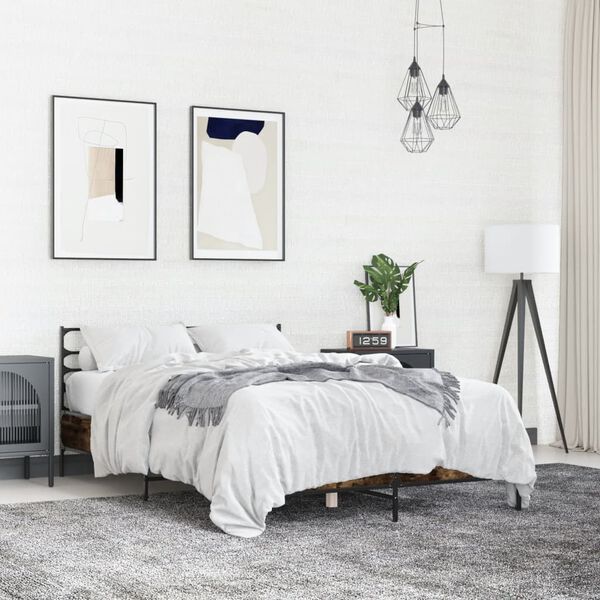 vidaXL Cadre de lit sans matelas ch&ecirc;ne fum&eacute; 120x200 cm