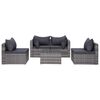 vidaXL Salon de jardin 8 pcs avec coussins résine tressée gris