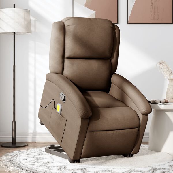 vidaXL Fauteuil de massage inclinable Marron Tissu