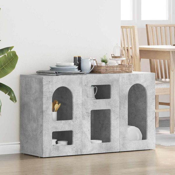 vidaXL Buffet Gris b&eacute;ton 100 x 35 x 59 cm Bois d'ing&eacute;nierie
