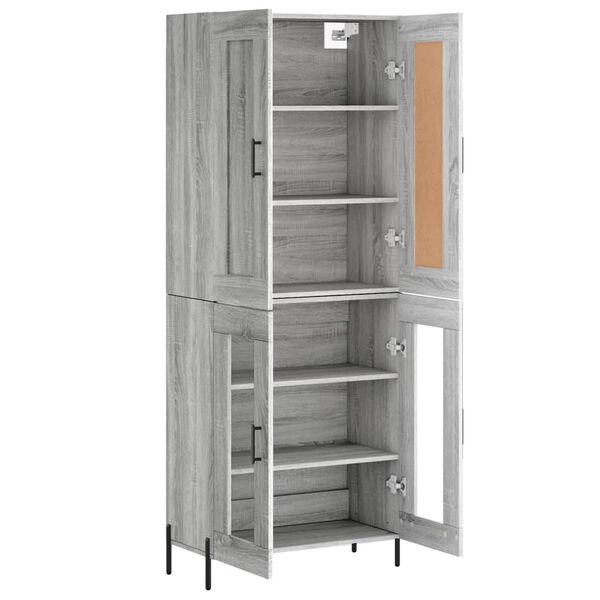 vidaXL Buffet haut Sonoma gris 69,5x34x180 cm Bois d'ing&eacute;nierie