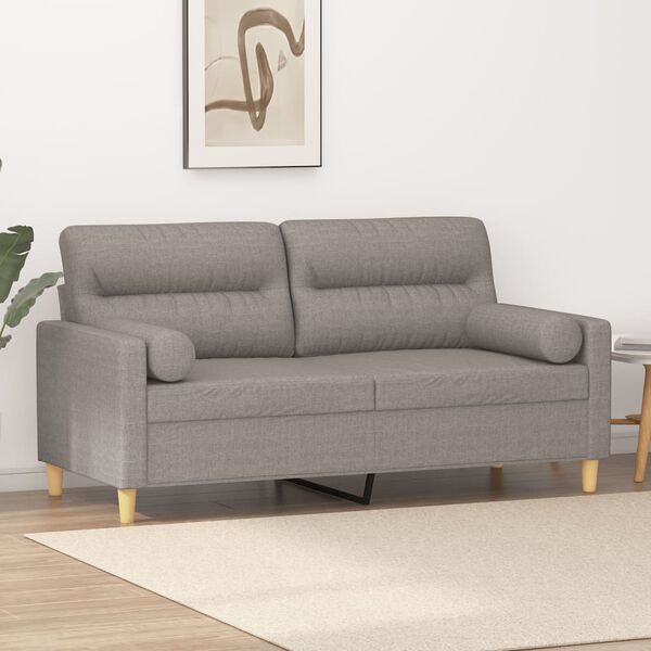 vidaXL Canap&eacute; 2 places avec oreillers d&eacute;coratifs taupe 140 cm tissu