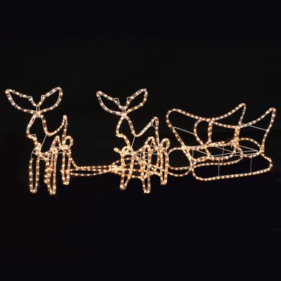 vidaXL Cordon lumineux de Noël 2 rennes et traîneau 300x24x47 cm