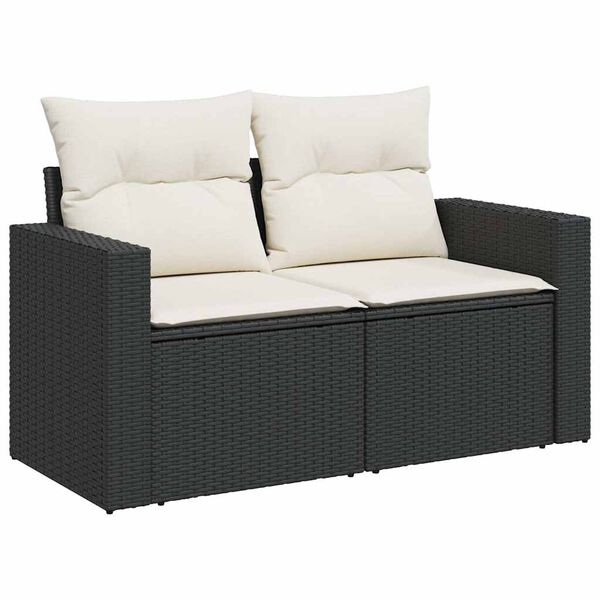 vidaXL Salon de jardin 4 pcs avec coussins noir r&eacute;sine tress&eacute;e