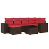 vidaXL Ensemble de canap&eacute; de jardin 7 pcs avec coussins marron r&eacute;sine tress&eacute;e