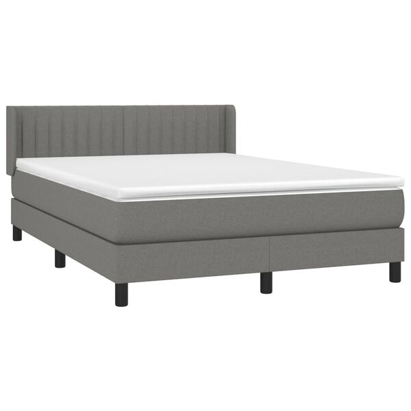 vidaXL Sommier &agrave; lattes de lit avec matelas Gris fonc&eacute; 140x190cm Tissu