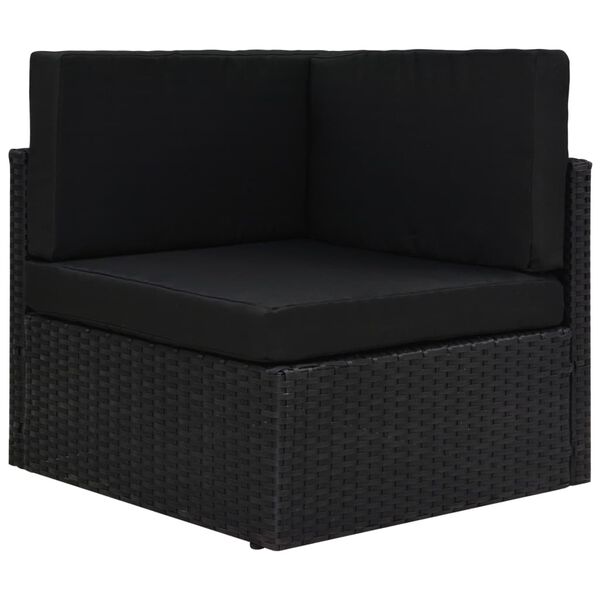 vidaXL Salon de jardin 10 pcs avec coussins Noir R&eacute;sine tress&eacute;e