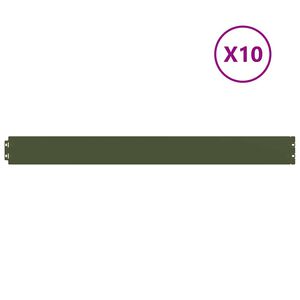 vidaXL Bordures pelouse 10pcs vert olive 10x103cm acier lamin&eacute; &agrave; froid