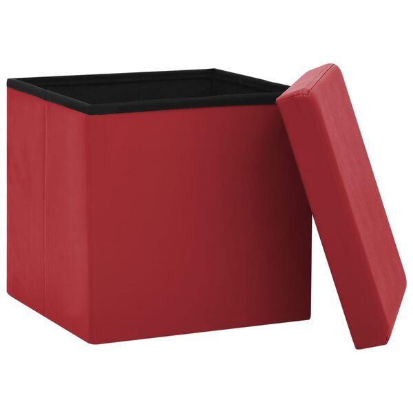 vidaXL Tabouret de rangement pliable Rouge bordeaux PVC