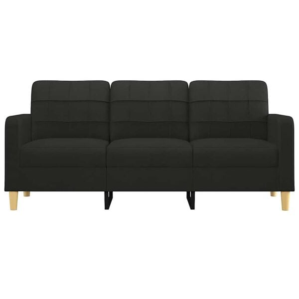 vidaXL Canapé à 3 places Noir 180 cm Tissu