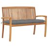 vidaXL Banc de jardin empilable et coussin 128,5cm Bois de teck massif