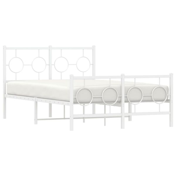 vidaXL Cadre de lit métal sans matelas et pied de lit blanc 120x200 cm