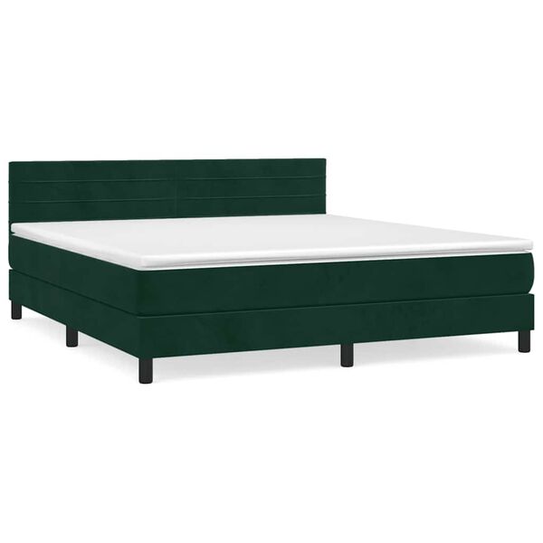 vidaXL Sommier &agrave; lattes de lit et matelas Vert fonc&eacute; 160x200cm Velours