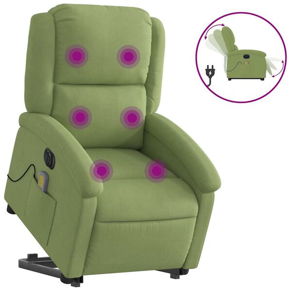 vidaXL Fauteuil inclinable de massage &eacute;lectrique vert clair velours