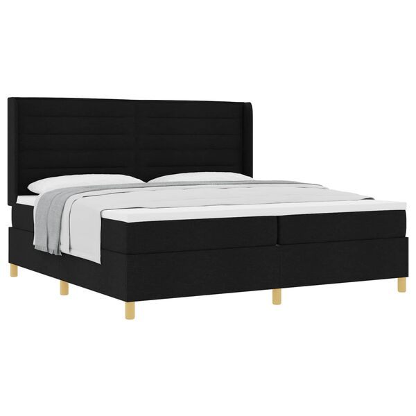 vidaXL Lit &agrave; ressorts avec matelas Noir 200 x 200 cm tissu