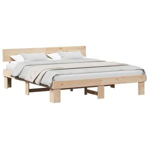 vidaXL Cadre de lit avec t&ecirc;te de lit Naturel 180 x 200 cm Pin massif