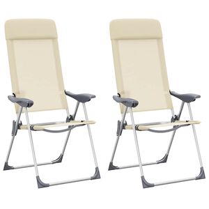 vidaXL Chaises de camping pliables lot de 2 Cr&egrave;me Aluminium