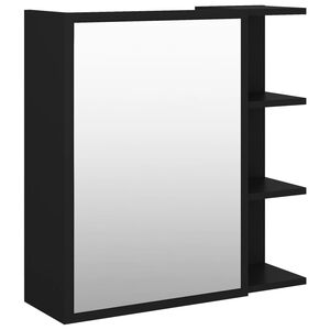 vidaXL Armoire &agrave; miroir de salle de bain Noir Bois d&rsquo;ing&eacute;nierie