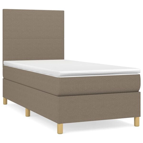vidaXL Sommier &agrave; lattes de lit avec matelas Taupe 90x190 cm Tissu
