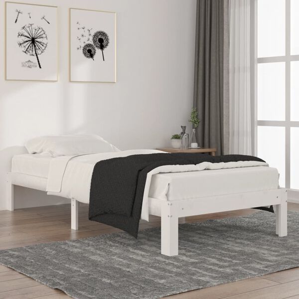 vidaXL Cadre de lit sans matelas blanc bois de pin massif 90x200 cm
