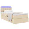 vidaXL Lit avec rangement et LED avec matelas Cr&egrave;me 90 x 190 cm tissu