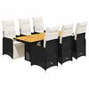 vidaXL Ensemble de bistro de jardin 7 pcs coussins noir poly rotin