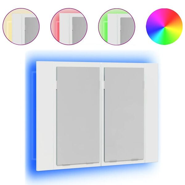 vidaXL Armoire &agrave; miroir de bain &agrave; LED Blanc brillant Acrylique