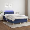 vidaXL Sommier &agrave; lattes de lit matelas et LED bleu 120x190 cm tissu