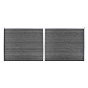 vidaXL Ensemble de panneau de cl&ocirc;ture WPC 353x146 cm Noir
