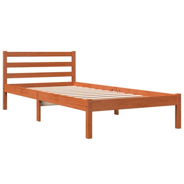vidaXL Cadre de lit sans matelas cire marron 100x200cm bois pin massif
