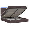 vidaXL Lit coffre avec matelas et LED Marron fonc&eacute; 140 x 200 cm Tissu