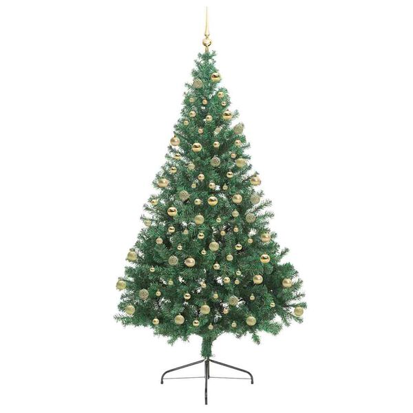 vidaXL Sapin de No&euml;l artificiel pr&eacute;-&eacute;clair&eacute; Vert 180 cm PVC