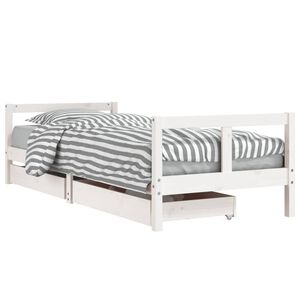 vidaXL Cadre de lit enfant tiroirs blanc 80x200 cm bois de pin massif