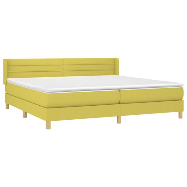 vidaXL Sommier &agrave; lattes de lit avec matelas Vert 200x200 cm Tissu