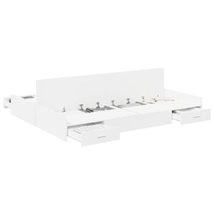 vidaXL Cadre de lit avec rangement avec tiroir Blanc 140 x 190 cm
