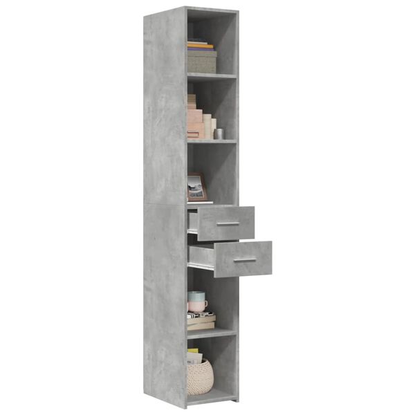 vidaXL Buffet haut gris béton 30x42,5x185 cm bois d'ingénierie