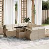vidaXL Salon de jardin avec coussins 9 pcs beige r&eacute;sine tress&eacute;e
