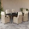 vidaXL Ensemble &agrave; manger de jardin et coussins 7 pcs beige poly rotin