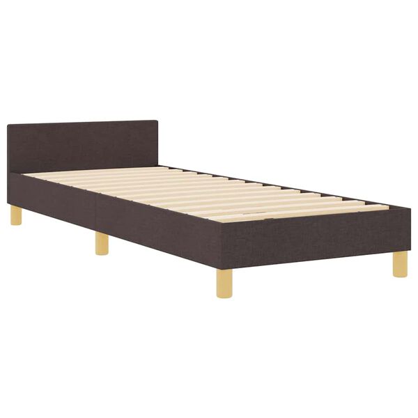 vidaXL Cadre de lit avec t&ecirc;te de lit Marron fonc&eacute; 90 x 190 cm tissu