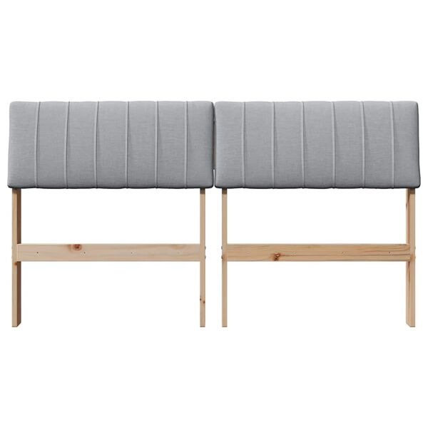 vidaXL T&ecirc;te de lit capitonn&eacute;e Gris clair 135 cm Pin massif