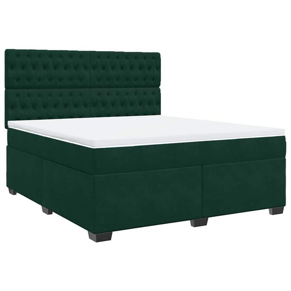 vidaXL Sommier &agrave; lattes de lit et matelas Vert fonc&eacute; 180x200cm Velours
