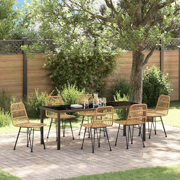 vidaXL Ensemble de salle &agrave; manger pour jardin 7 pcs Marron